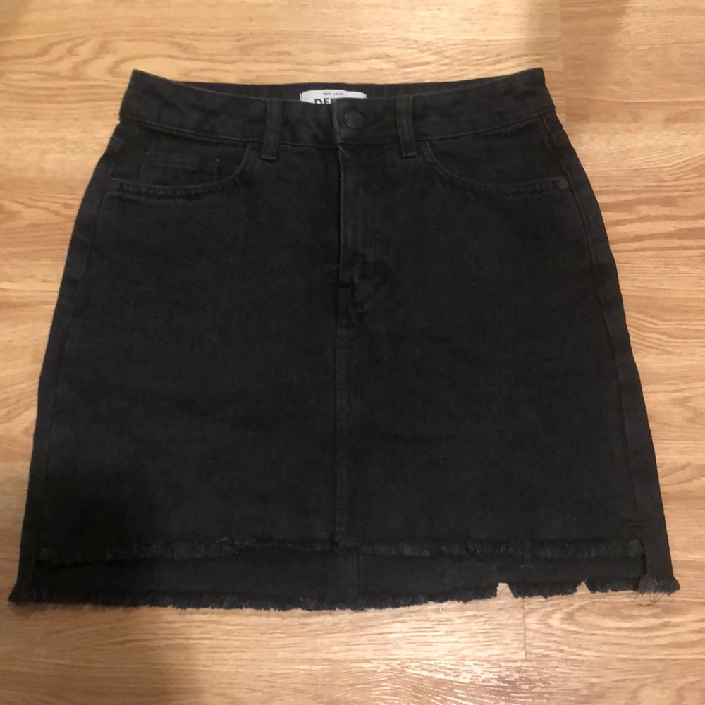 Never worn high waisted black jean skirt